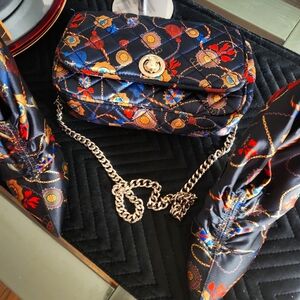 Zara Matching BLACK SATIN MULTI COLOR BAG AND BOOTIES.